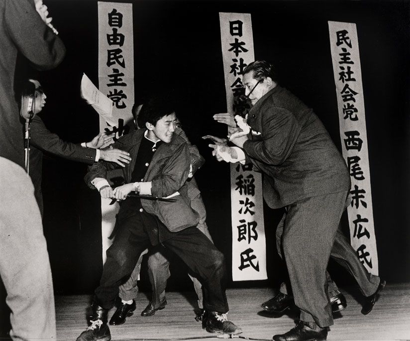 Using a traditional Japanese blade, 17-year-old Otoya Yamaguchi assassinates socialist politician Inejiro Asanuma in Tokyo, Japa - Imgur