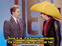 "pewnie tak jest, to śmieszne, że jest większy niż normalny kapelusz/giphy.com