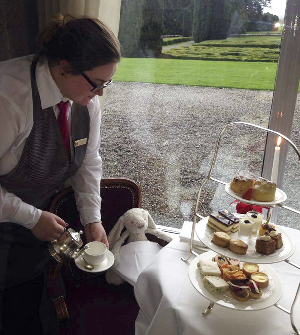 “Getting used to this, afternoon tea at Adare Manor”