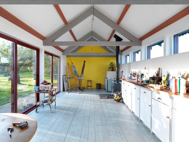 An artist’s home studio with an independent energy supply in Suffolk, England.