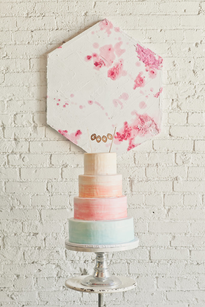 For a modern twist on a pastel palette, this cake utilizes food coloring to create a watercolor effect.