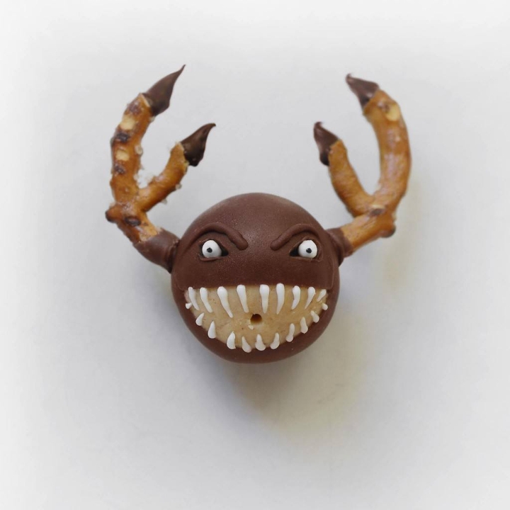 A demonic and dastardly peanut butter ball.
