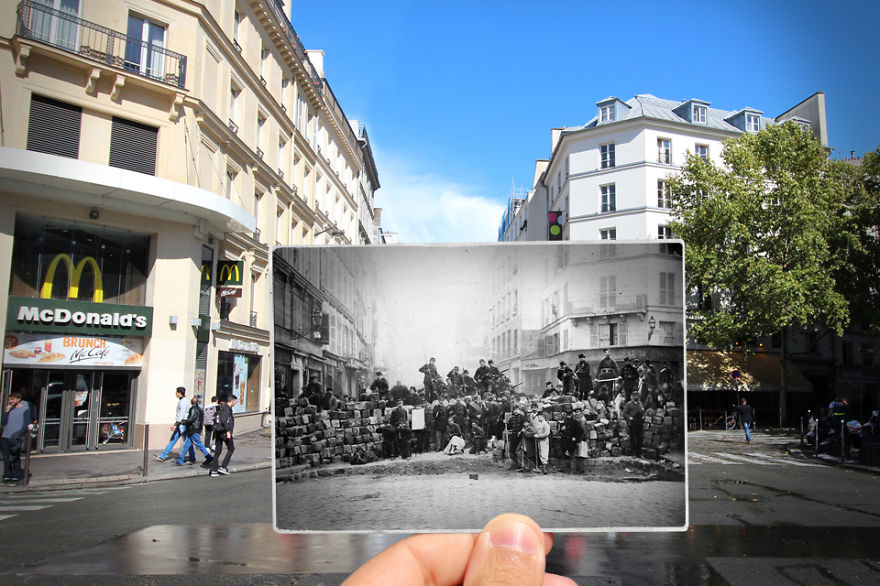 Historyczne i współczesne zdjęcia Paryża