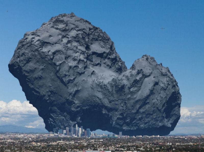 The size of a comet compared to Los Angeles