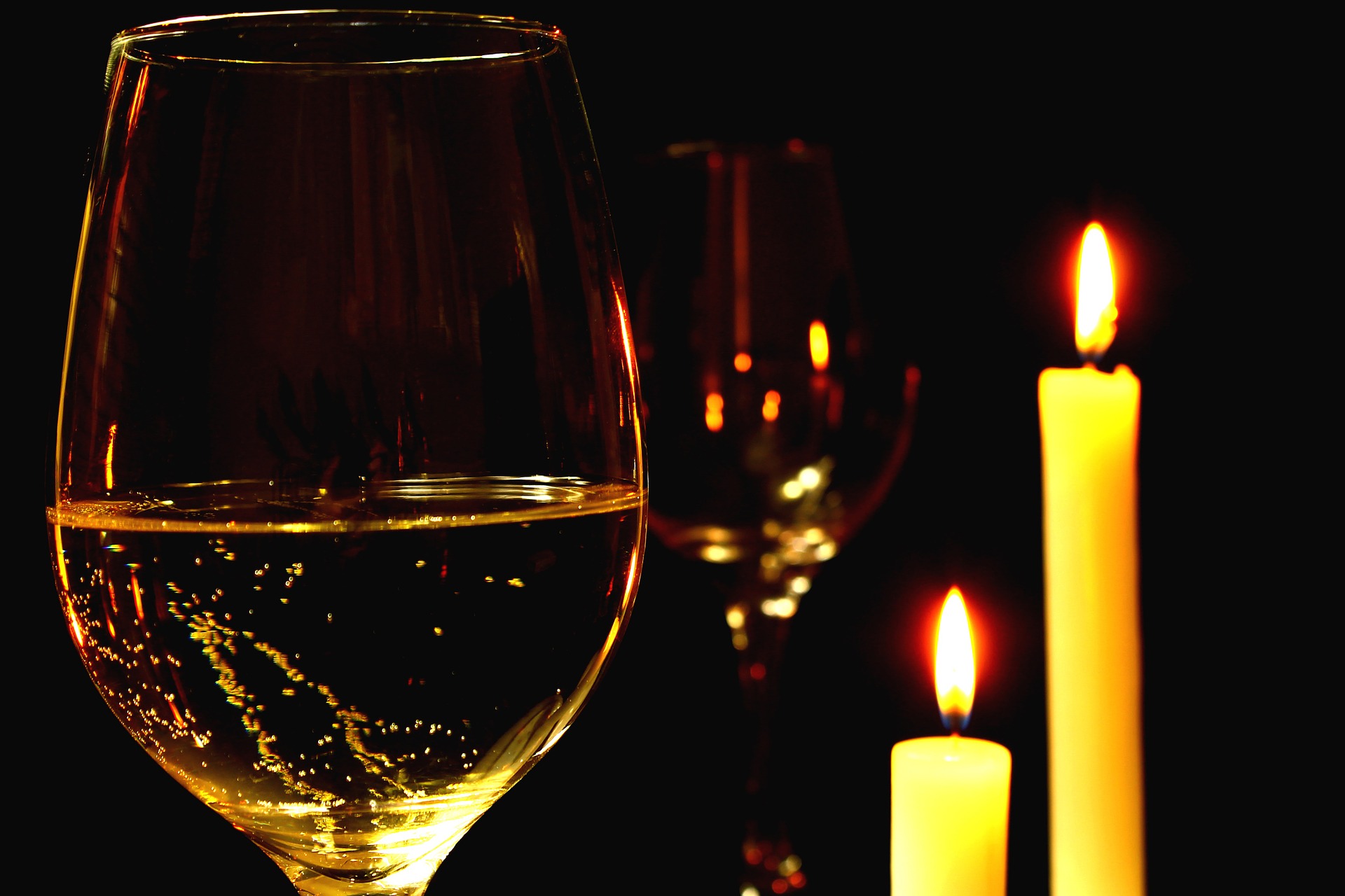 kolacja, wino, randka, świece